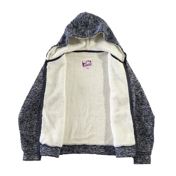 Spark Womens Size L Black Gray Polyester Fleece Hooded Jacket - Picture 2 of 8